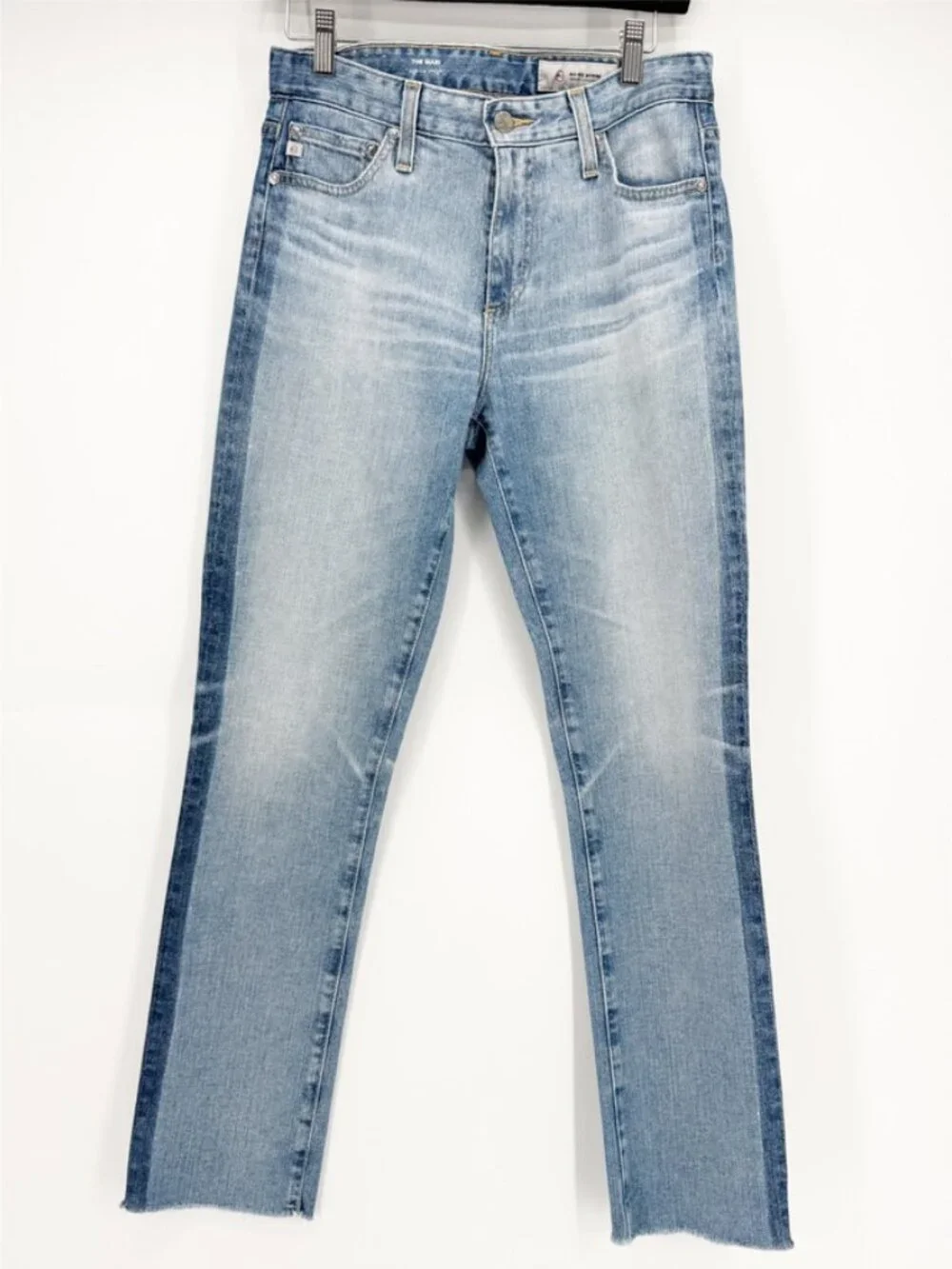 AG Adriano Goldschmied The Mari High Rise Straight Jean Raw Hem 2-Tone 28R - Picture 11 of 11